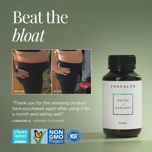 JSHealth Detox + Debloat. Bloating Relief for Women with Milk Thistle, Turmeric, and Fennel. Liver Health and Gut Support. Nutritionist-Formulated (60 Tablets)
