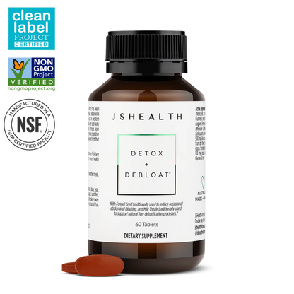 JSHealth Detox + Debloat. Bloating Relief for Women with Milk Thistle, Turmeric, and Fennel. Liver Health and Gut Support. Nutritionist-Formulated (60 Tablets)